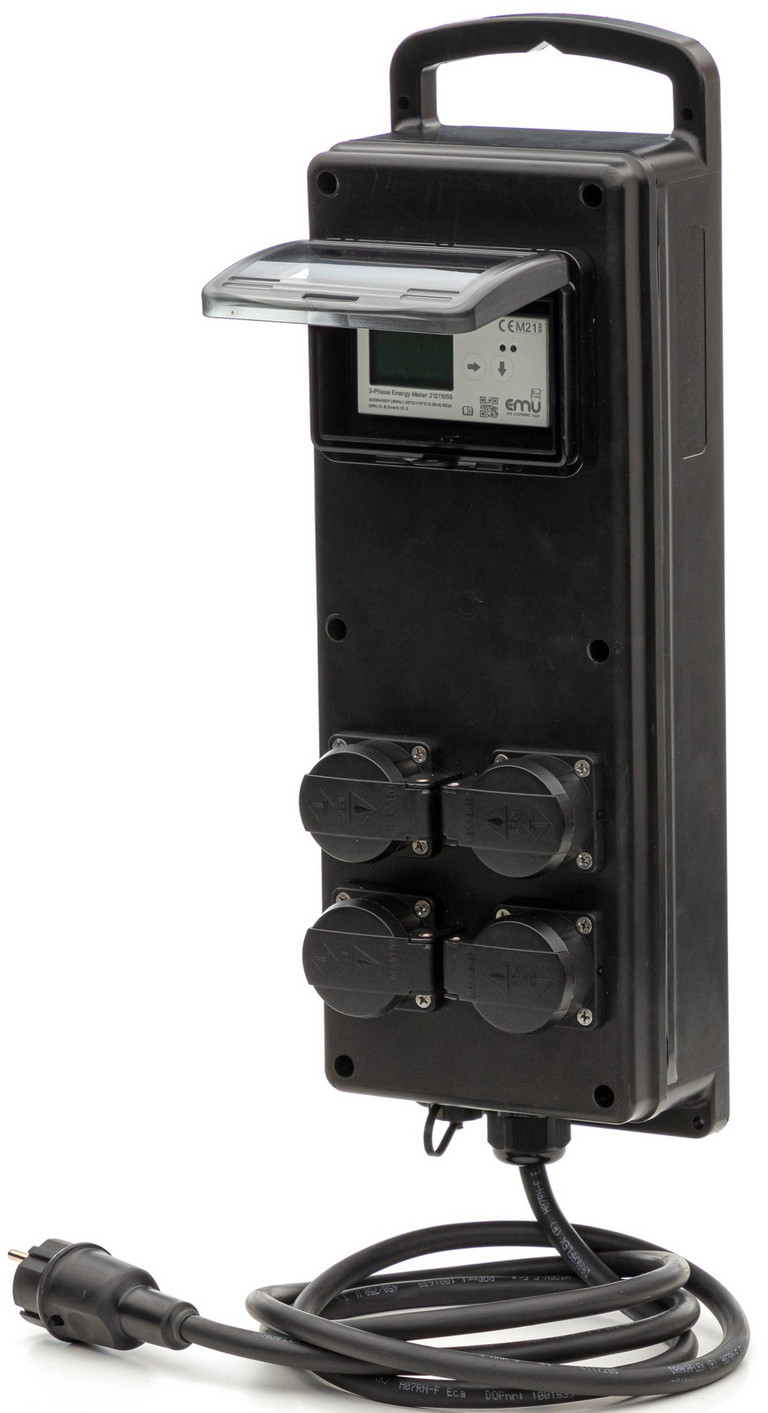 Mobiles EEG Energiemessgerät Vollgummi | 4x 16A Schuko Mobiles EEG Energiemessgerät Vollgummi | 4x 16A Schuko